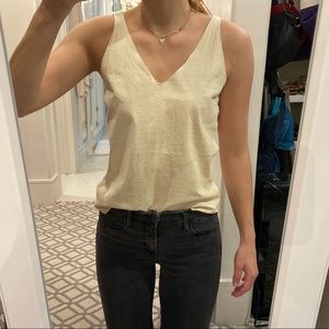 Majestic Filatures leather v neck t shirt